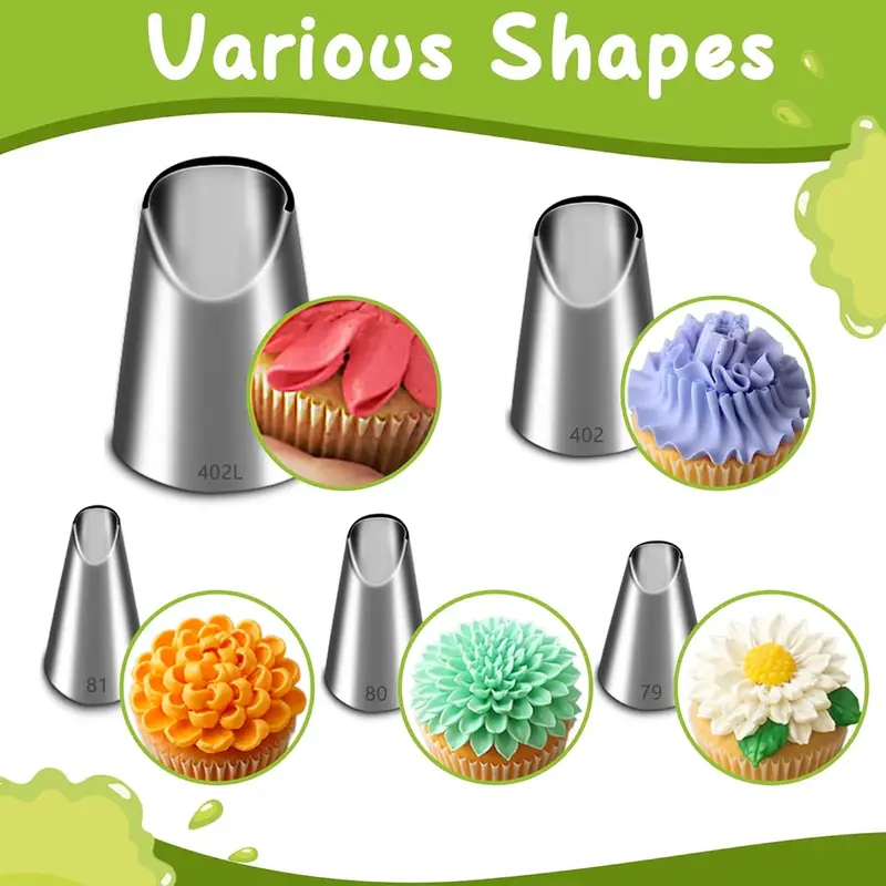 Kitchen Appliances Brand - 5PCS Stainless Steel Piping Nozzles Set,Chrysanthemum